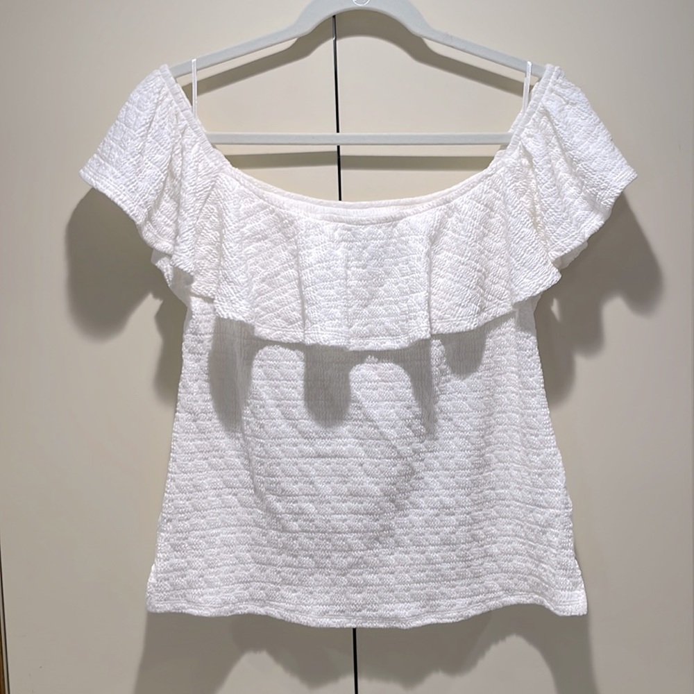 NWT Anthropologie Off the Shoulder Ruffle Shirt